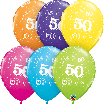 Age 50 Assorted Colour Balloon Uninflated