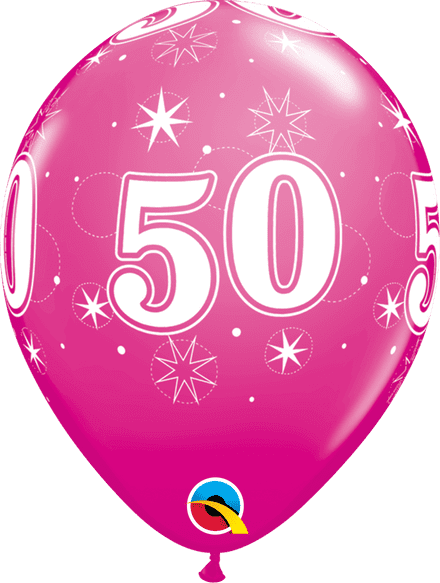 Age 50 Sparkle Wild Berry Balloons