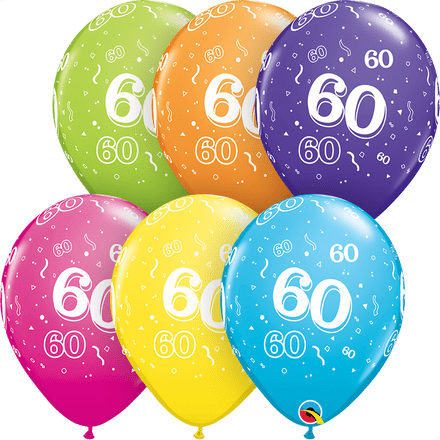 Age 60 Assorted Colour Balloon Uninflated