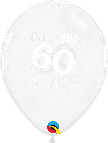 Age 60 Diamond Clear Latex Balloons