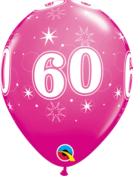Age 60 Sparkle Wild Berry Balloons