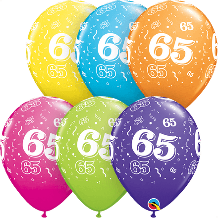 Age 65 Assorted Colour Balloon Uninflated