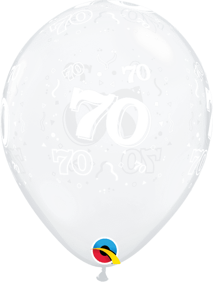 Age 70 Diamond Clear Latex Balloons