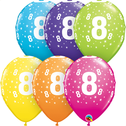 Age 8 Assorted Colour Balloon Uninflated