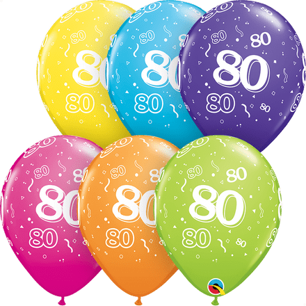 Age 80 Assorted Colour Balloon Uninflated