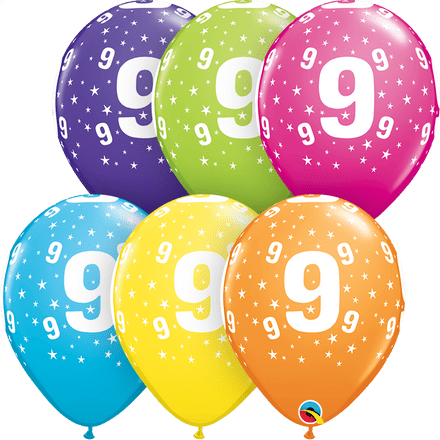 Age 9 Assorted Colour Balloon Uninflated