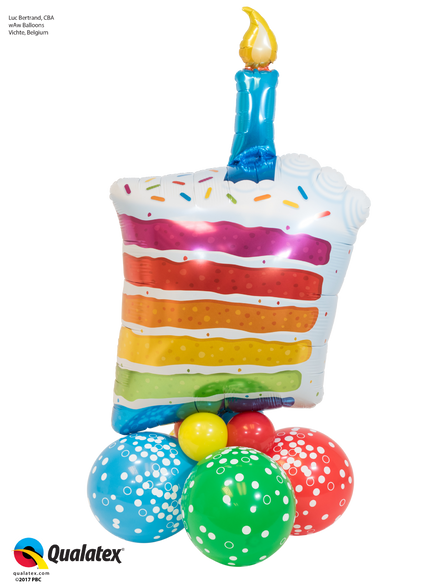 Air Filled Large Rainbow Cake On Balloon Base