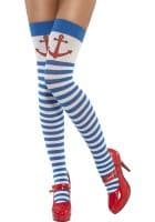 Anchor Design Blue & White Striped Hold-Ups