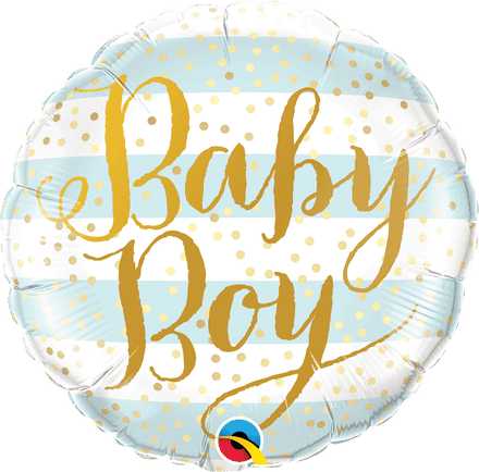 Baby Boy Blue Stripes Foil Helium Balloon