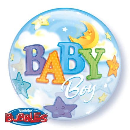 Baby Boy Moon & Stars Bubble Balloon