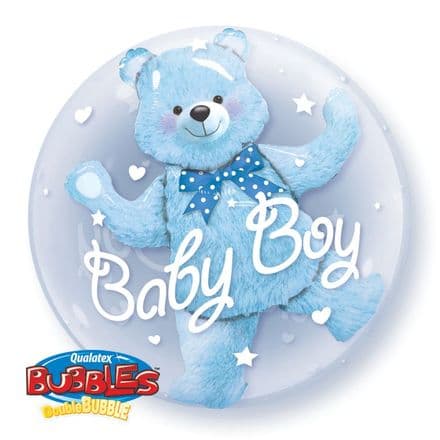 Baby Boy Teddy Double Bubble Balloon