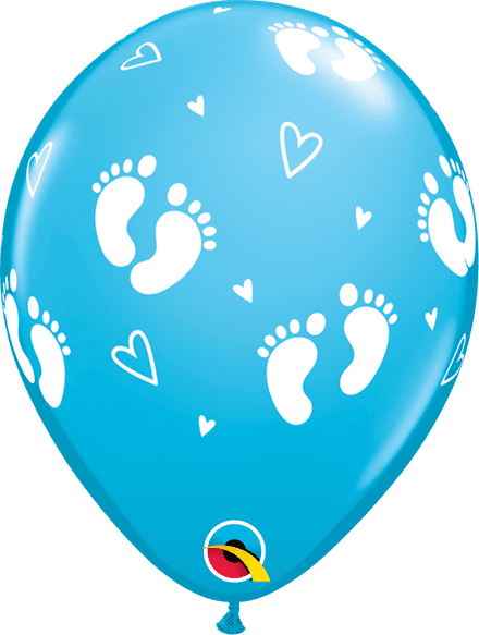 Baby Feet & Hearts Blue Balloons