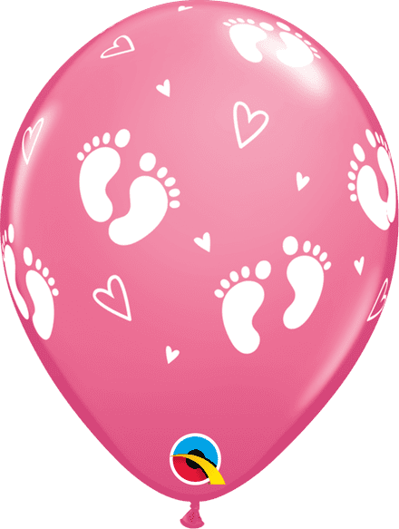 Baby Feet & Hearts Pink Balloons