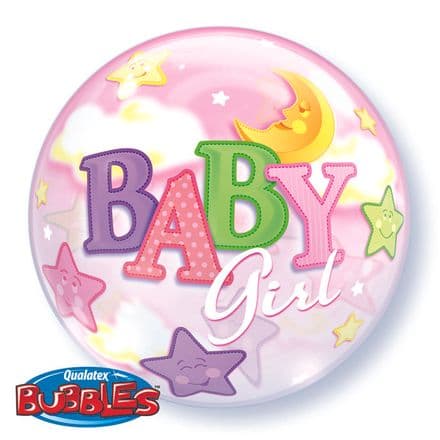 Baby Girl Moon & Stars Bubble Balloon