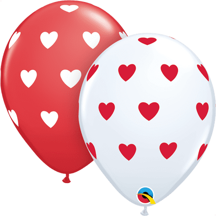 Big Hearts Red & White Balloons
