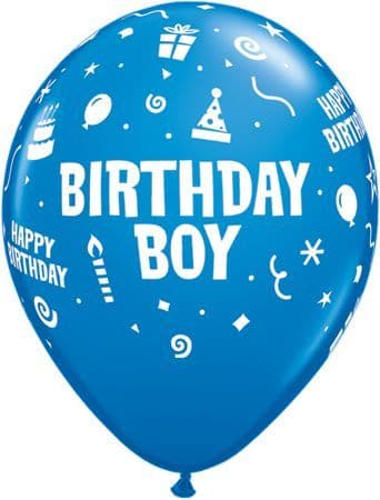 Birthday Boy Blue Balloons 6 Pack