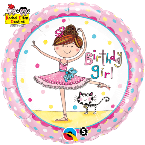 Birthday Girl Ballerina Foil Helium Balloon By Rachel Ellen