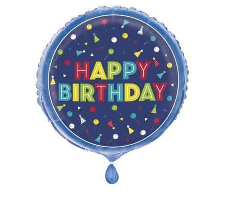 Birthday Preppy Blue Helium Foil Balloon