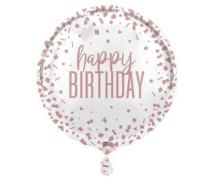 Birthday Rose Gold Confetti Helium Foil Balloon