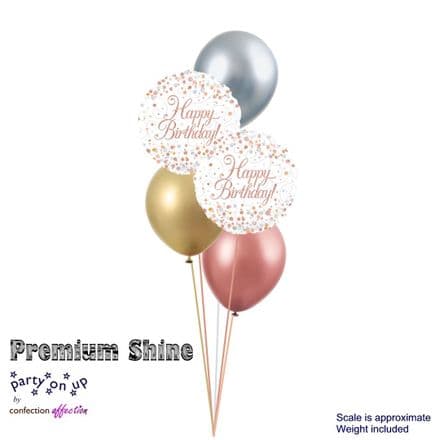 Birthday Rose Gold Fizz Premium Shine Classic Balloon Bouquet
