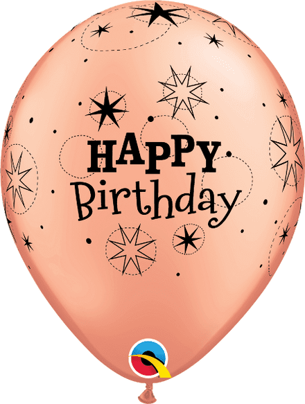 Birthday Sparkle Rose Gold Balloons 6 Pack