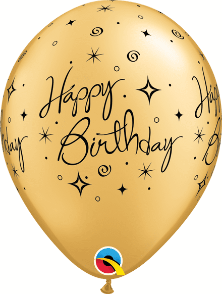 Birthday Sparkle & Swirls Gold Balloons