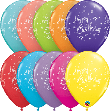 Birthday Sparkles & Swirls Assorted Balloons 6pk