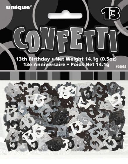 Black Glitz 13th Birthday Party Confetti 14g