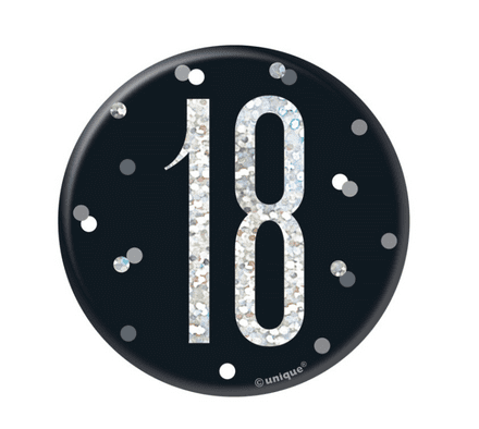 Black Glitz '18' Birthday Badge