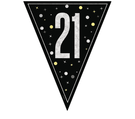 Black Glitz '21st' Birthday Flag Banner