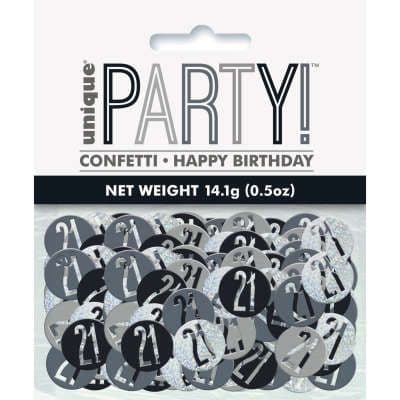 Black Glitz 21st Birthday Party Confetti 14g