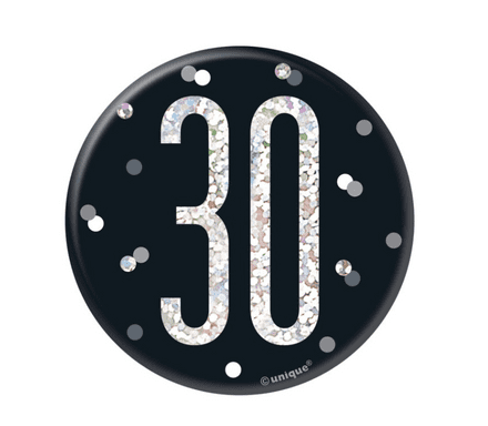 Black Glitz '30 ' Birthday Badge