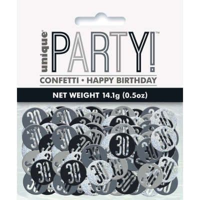 Black Glitz 30th Birthday Party Confetti 14g