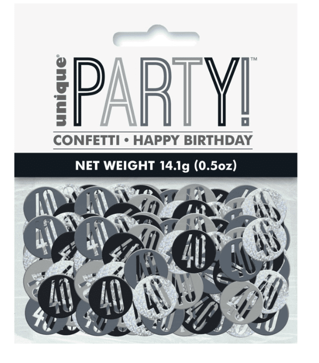 Black Glitz 40th Birthday Party Confetti 14g