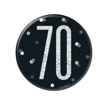 Black Glitz '70' Birthday Badge