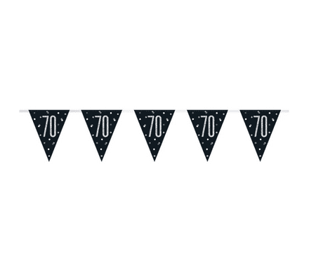 Black Glitz '70th' Birthday Flag Banner
