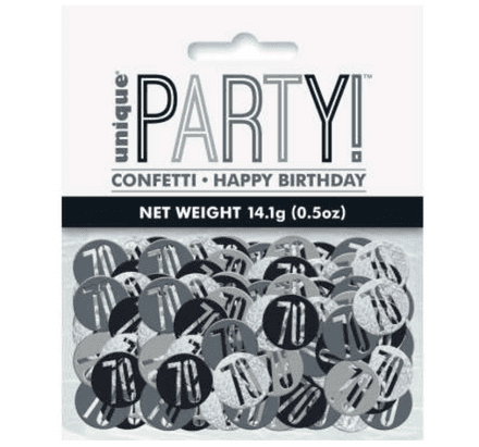 Black Glitz 70th Birthday Party Confetti 14g