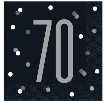 Black Glitz 70th Paper Party Luncheon Napkins