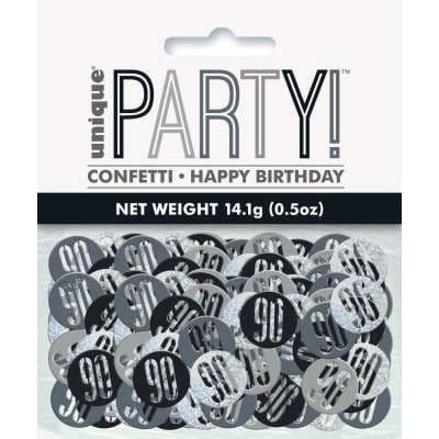 Black Glitz 90th Birthday Party Confetti 14g