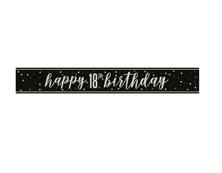 Black Glitz 'Happy 18th Birthday' Banner