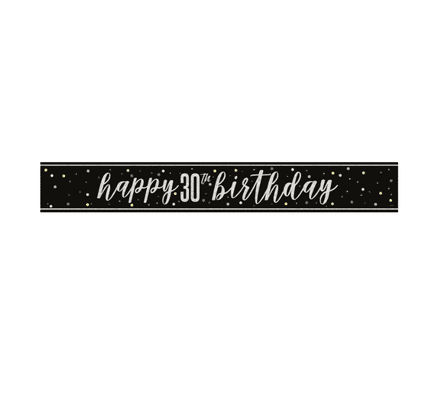 Black Glitz 'Happy 30th Birthday' Banner