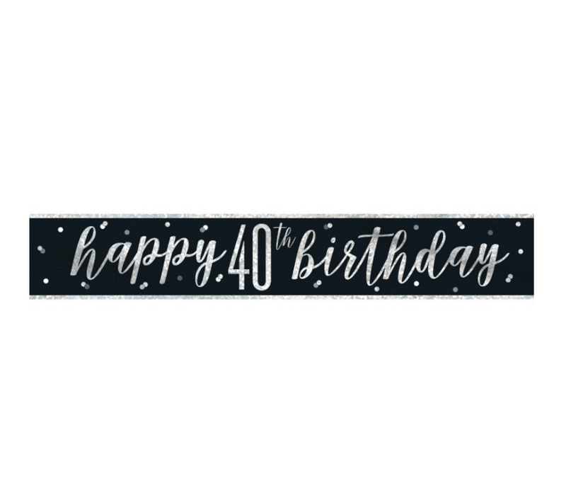 Black Glitz 'Happy 40th Birthday' Banner