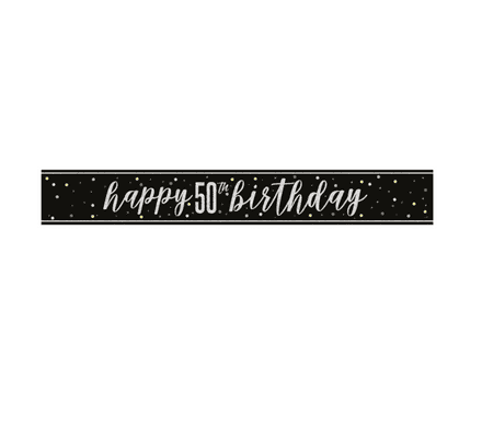Black Glitz 'Happy 50th Birthday' Banner