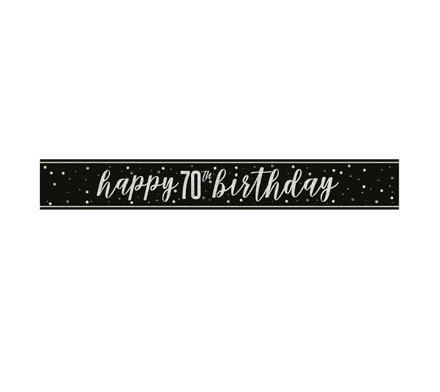 Black Glitz 'Happy 70th Birthday' Banner