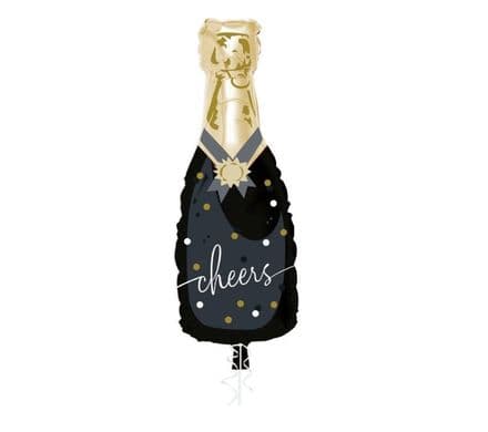Black Gold Champagne Bottle Super Shape Foil Balloon