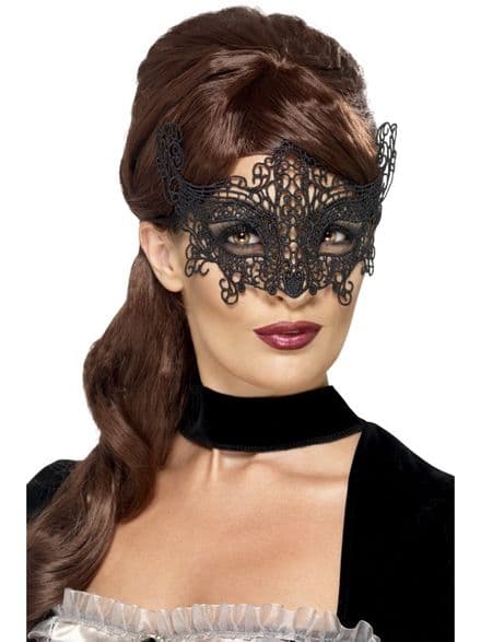 Black Lace Filigree Swirl Eye Mask