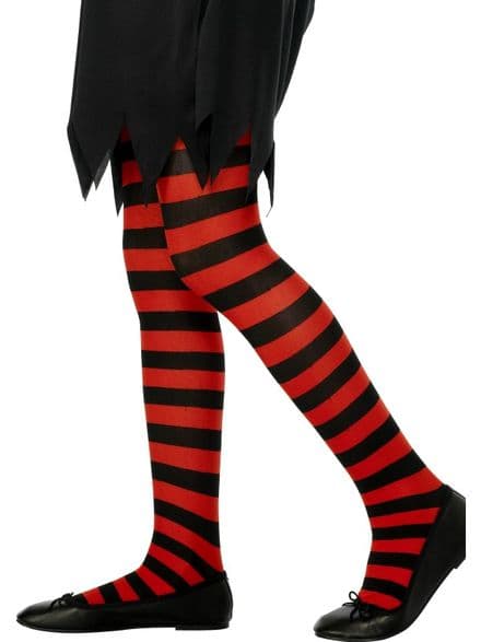 Black & Red Striped Childs Tights