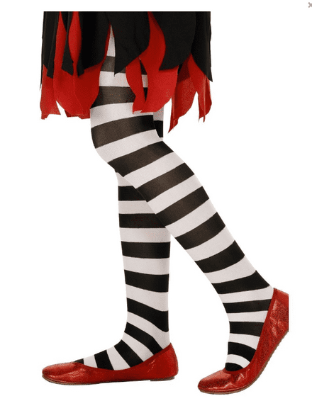 Black & White Striped Childs Tights