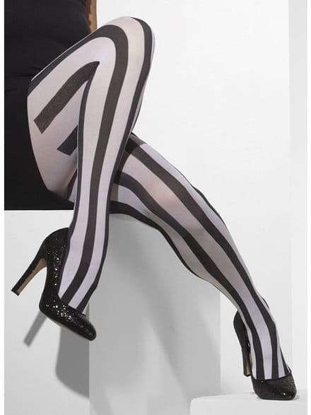 Black & White Vertical Striped Tights