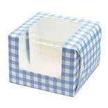 Blue and White Gingham Cupcake Box